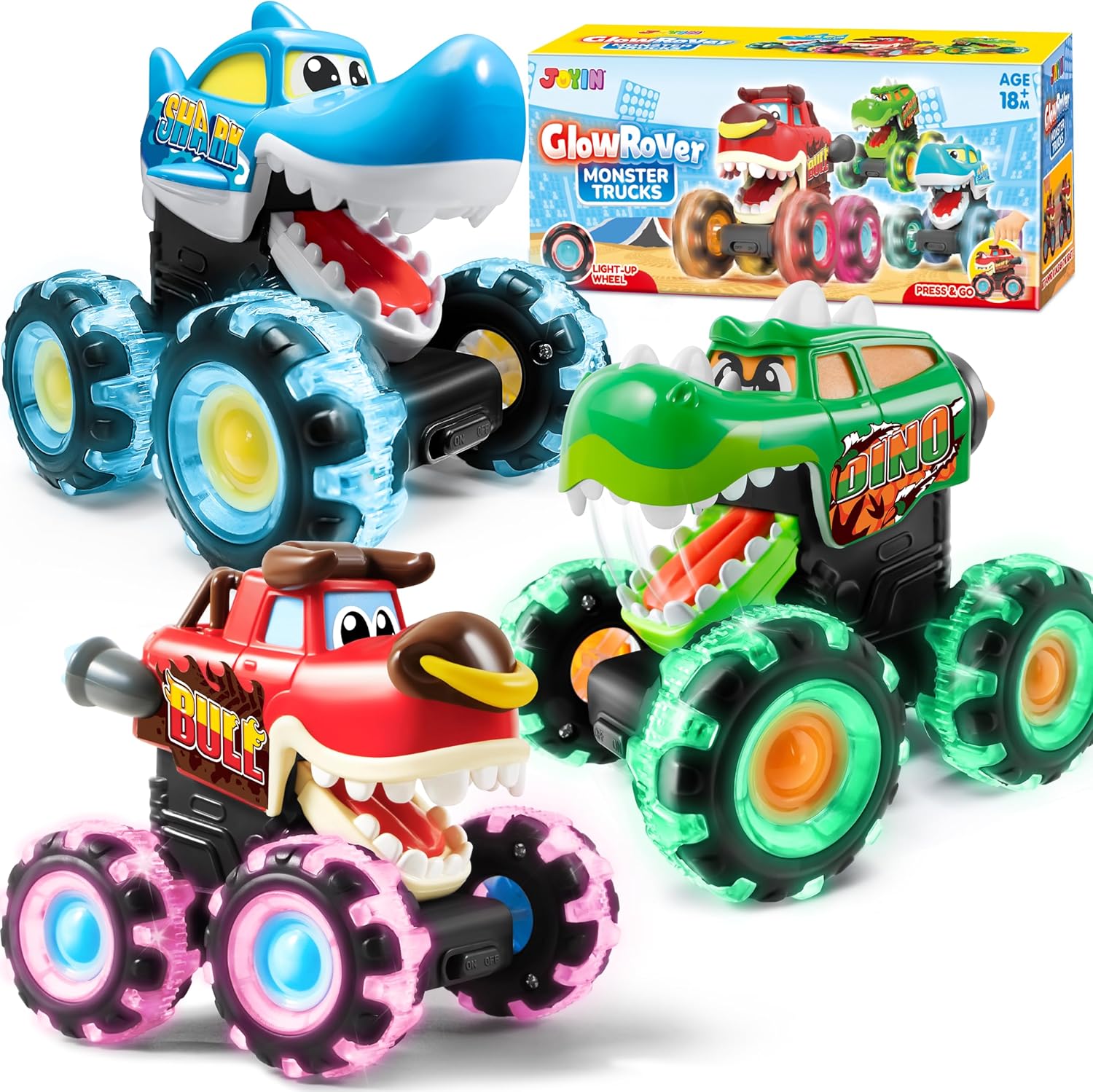 Kids Toys Boys - JOYFY 3-pack monstertruck speelgoedauto's met bewegingsgeactiveerde