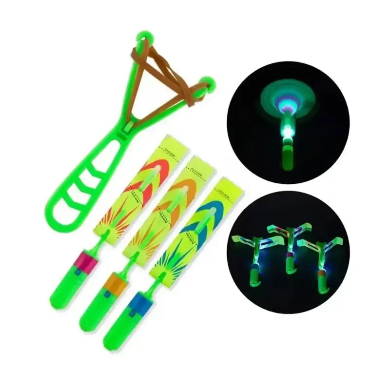 Kids Toys Helicopter - 4-kleurige LED-pijlhelikopter speelgoedset met oplichtende lanceerapparaten,